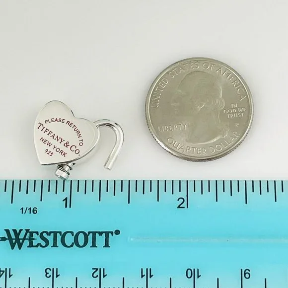 RARE Return to Tiffany Heart Padlock Charm Pendant in Red Enamel and Silver - Picture 6 of 6